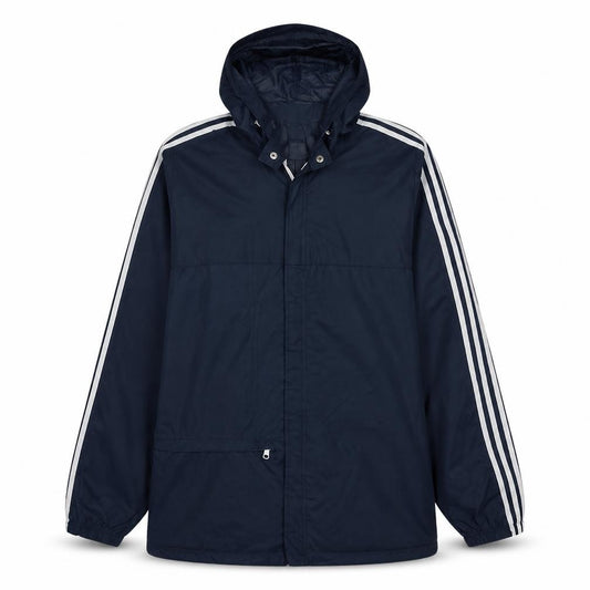 Adidas Men's Navy Hooded Windbreaker Jacket Size L Nylon 80s Retro Style