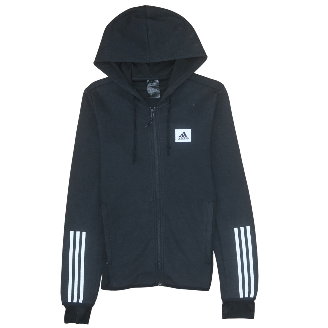 Adidas Men's Black XS Full Zip Hoodie with Logo Detail