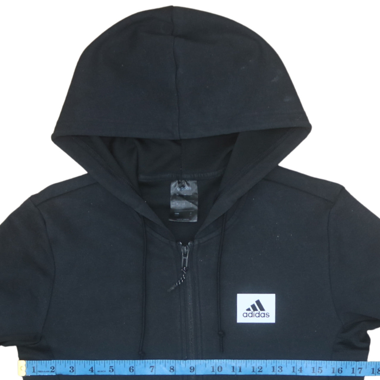 Adidas Men's Black XS Full Zip Hoodie with Logo Detail