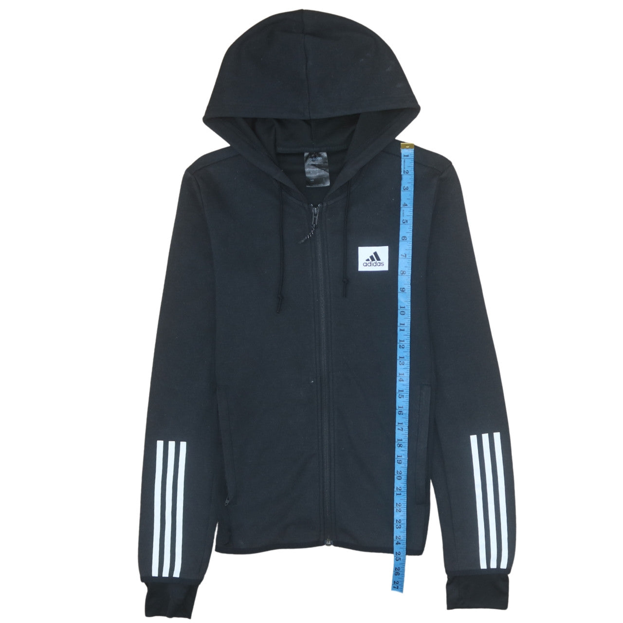 Adidas Men's Black XS Full Zip Hoodie with Logo Detail