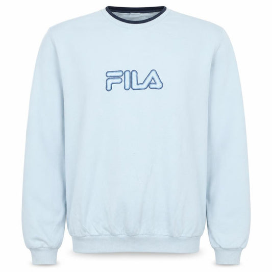 Fila Men's White Embroidered Logo Retro Cotton Sweatshirt Medium