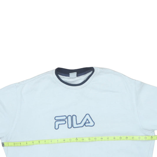 Fila Men's White Embroidered Logo Retro Cotton Sweatshirt Medium