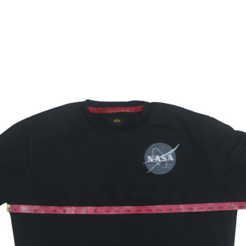 Alpha Industries Men's Black NASA Logo Crew Neck Sweatshirt M