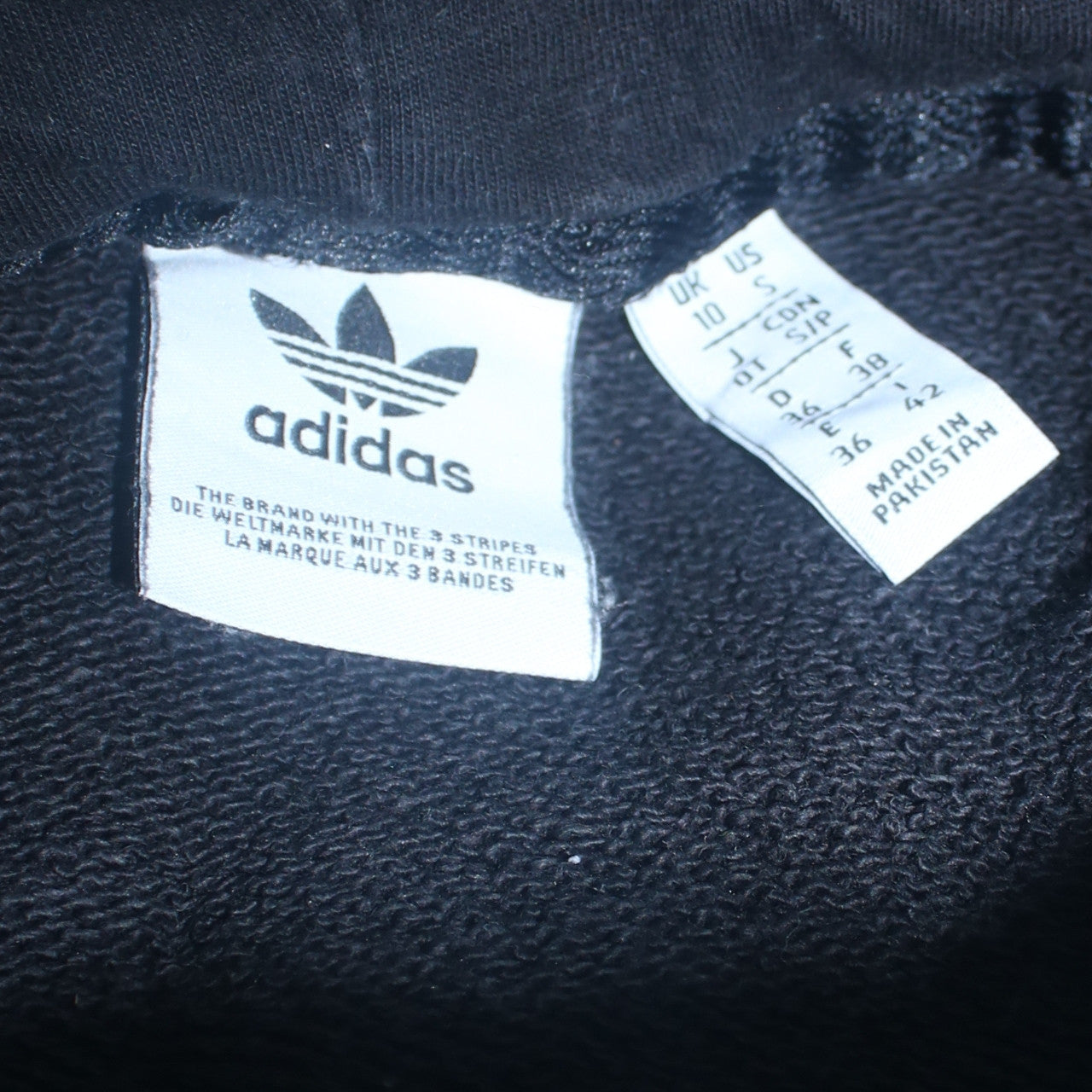 Adidas Women Black Small Pullover Hoodie 3-Stripes Logo Cotton Blend