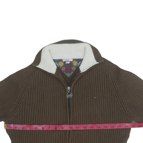 Tommy Hilfiger Mens Brown Full Zip Cotton Knit Jumper Size L