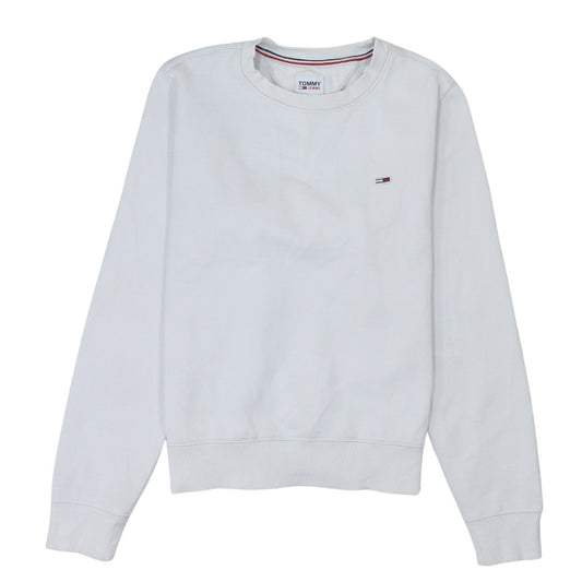 Tommy Jeans Men's White XS Pullover Logo Crew Neck Sweatshirt