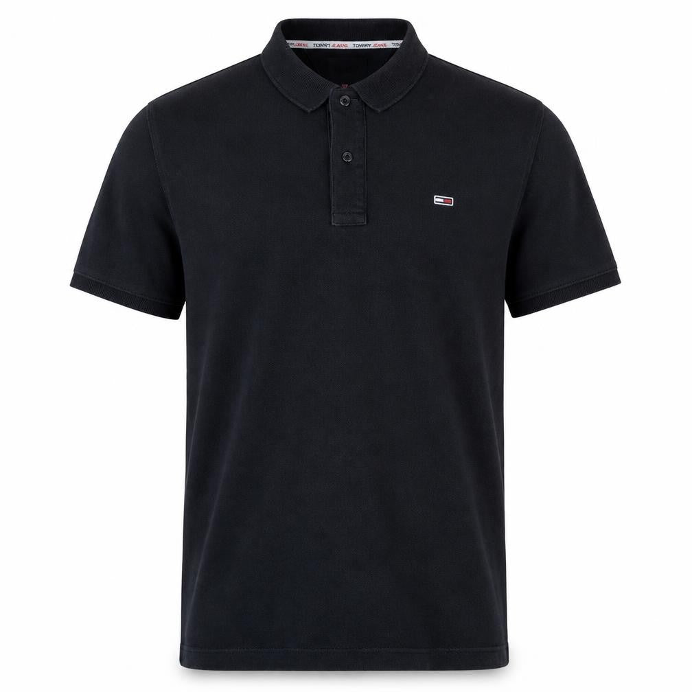 Tommy Jeans Men's Black Polo Shirt L Regular Fit Cotton