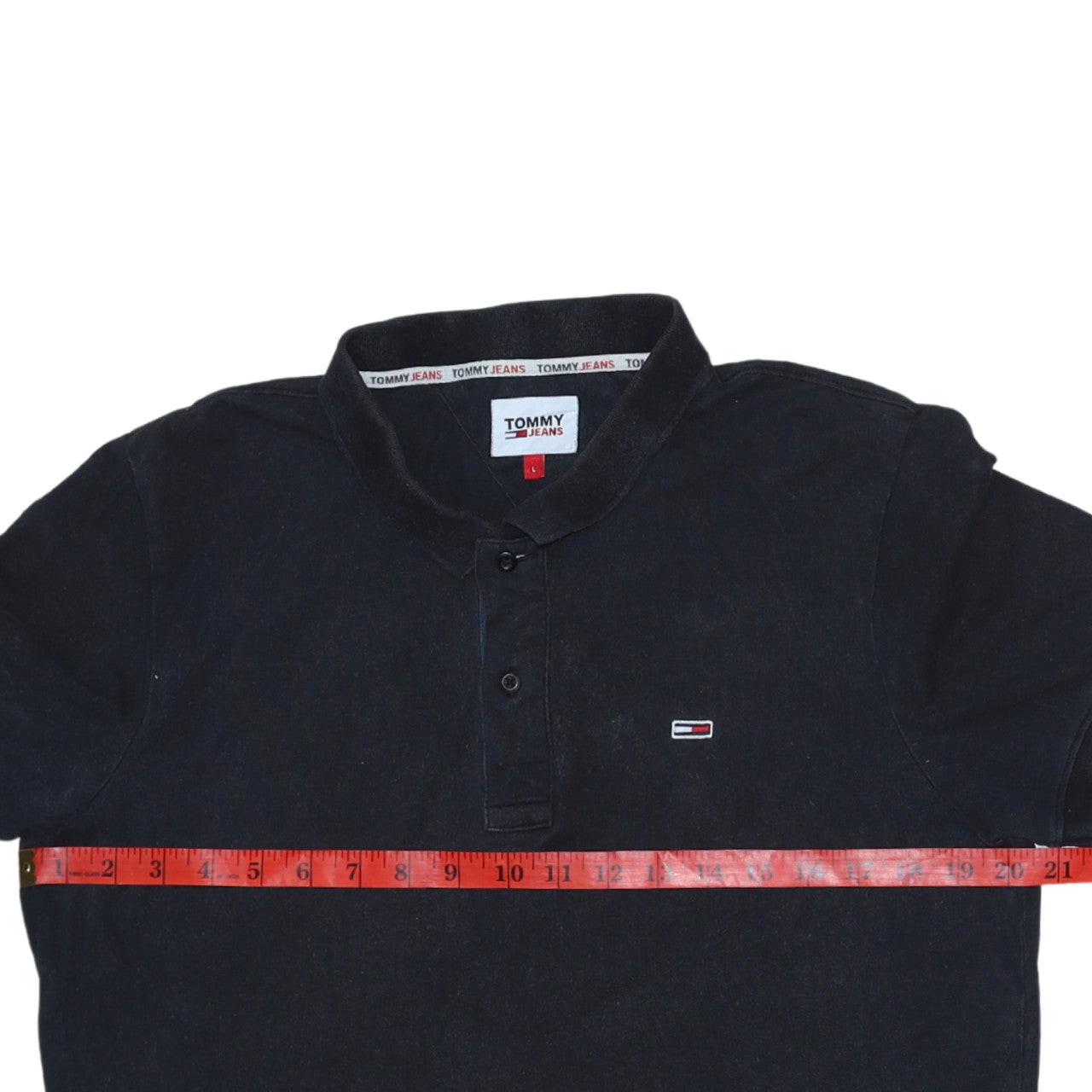 Tommy Jeans Men's Black Polo Shirt L Regular Fit Cotton