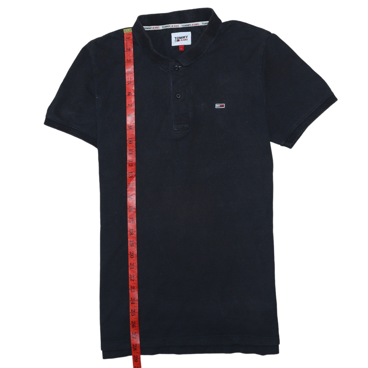 Tommy Jeans Men's Black Polo Shirt L Regular Fit Cotton