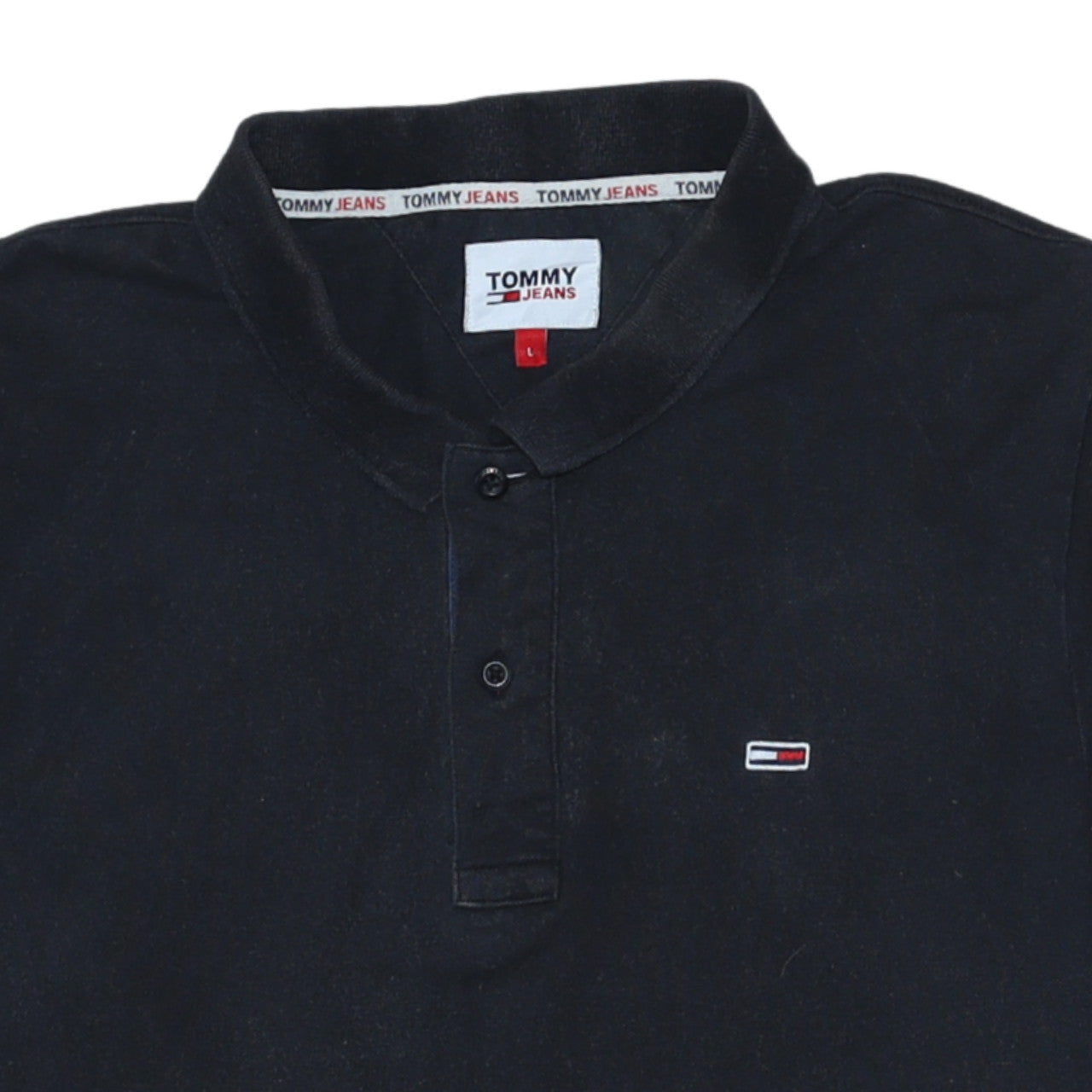 Tommy Jeans Men's Black Polo Shirt L Regular Fit Cotton