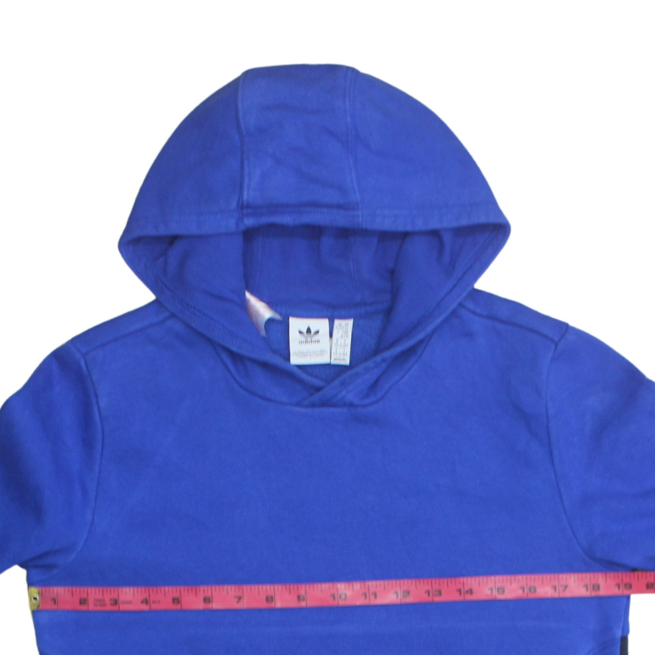 Adidas Boys Blue Pullover Hoodie 15-16 Years Colourblock Logo Sweatshirt