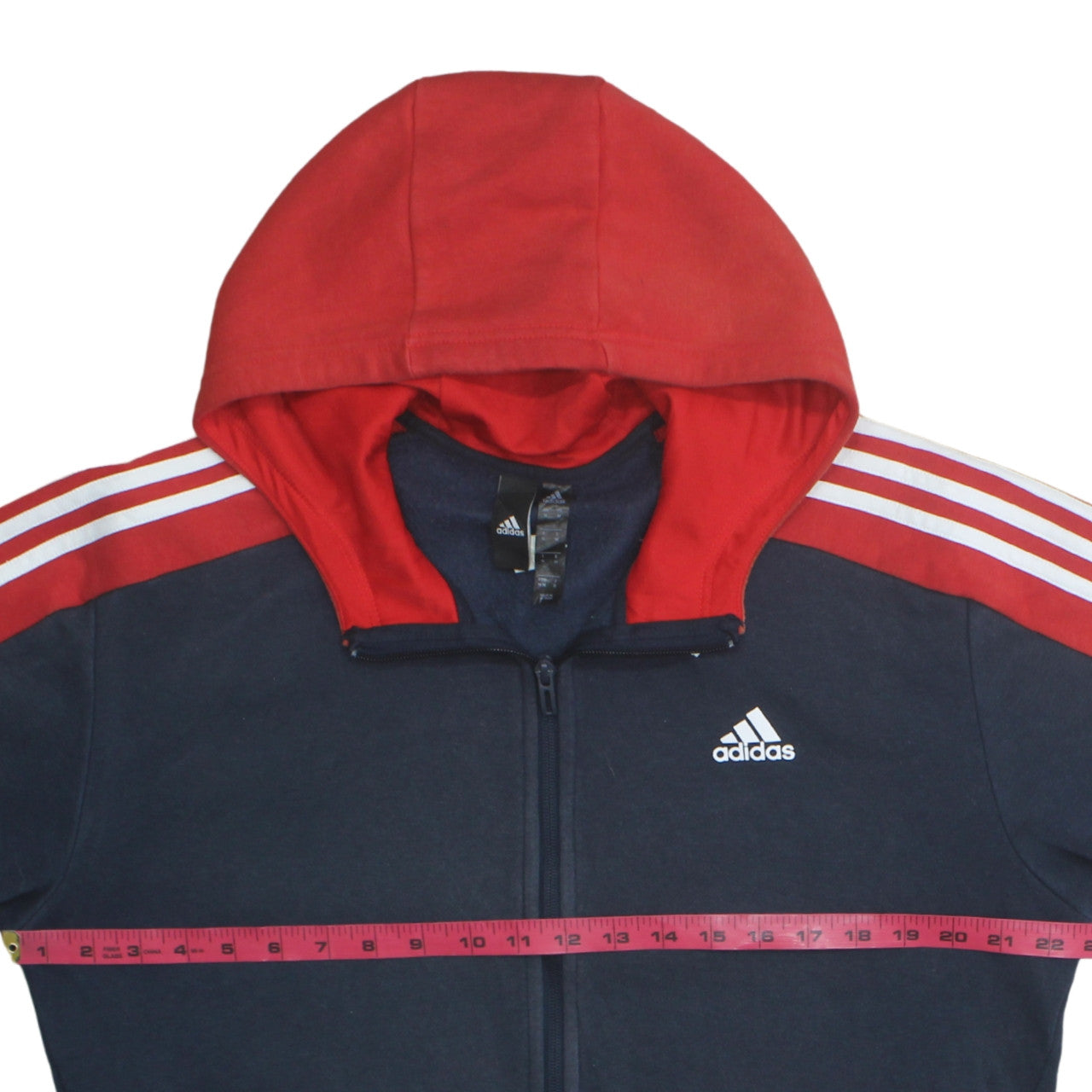 Adidas Mens Navy Red Full Zip Hoodie Medium Hooded Sweatshirt