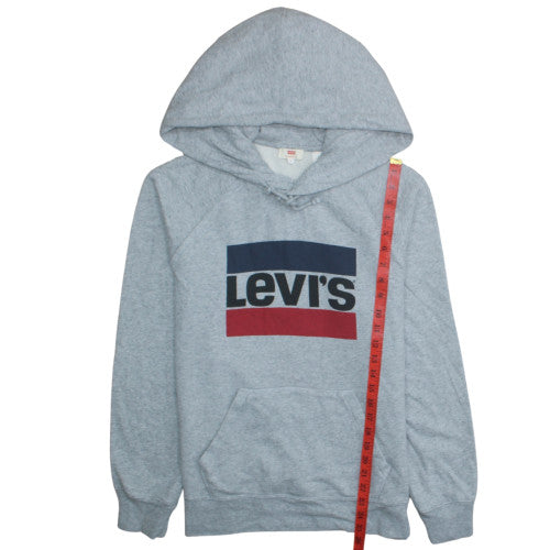 Levi's Men's Grey Pullover Hoodie M Logo Fleece Sweatshirt