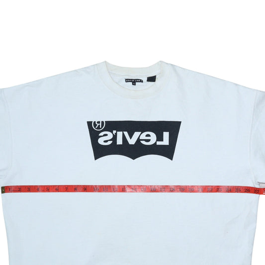 Levi's Line 8 Men's White XL Crew Neck Logo Sweatshirt