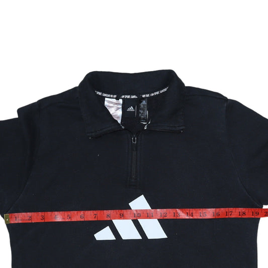 Adidas Boys Black 13-14 Years 1/4 Zip Fleece Sweatshirt