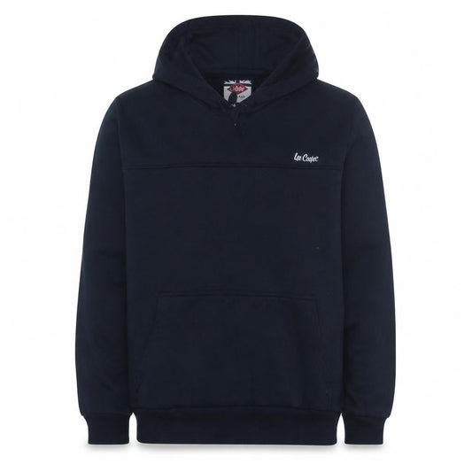 Lee Cooper Men's Black XL Pullover Hoodie with Logo & Kangaroo Pocket
