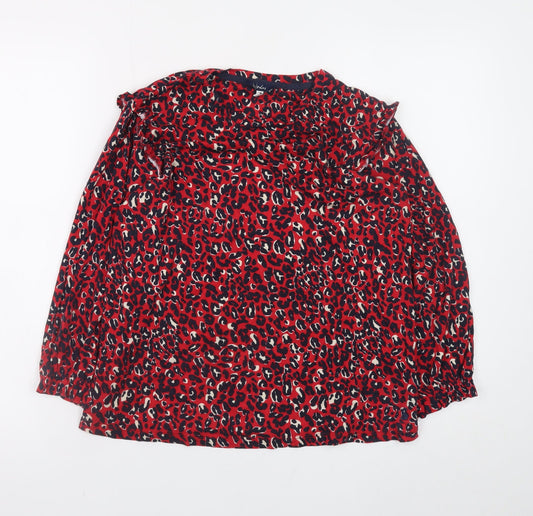 Joules Womens Red Animal Print Long Sleeve Tunic Blouse UK 12