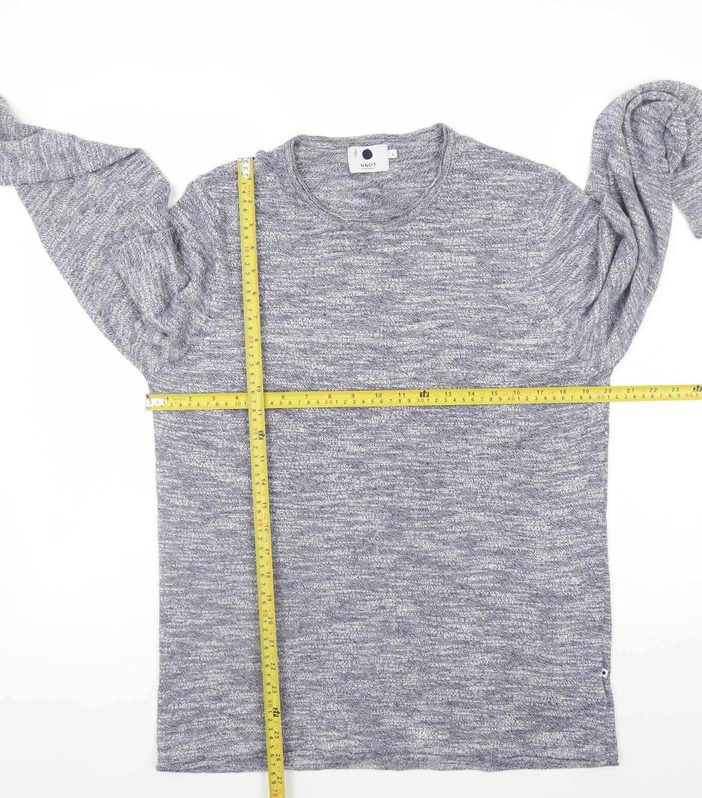 NN07 Men’s Grey Knit Cotton Blend Jumper L Crew Neck Pullover