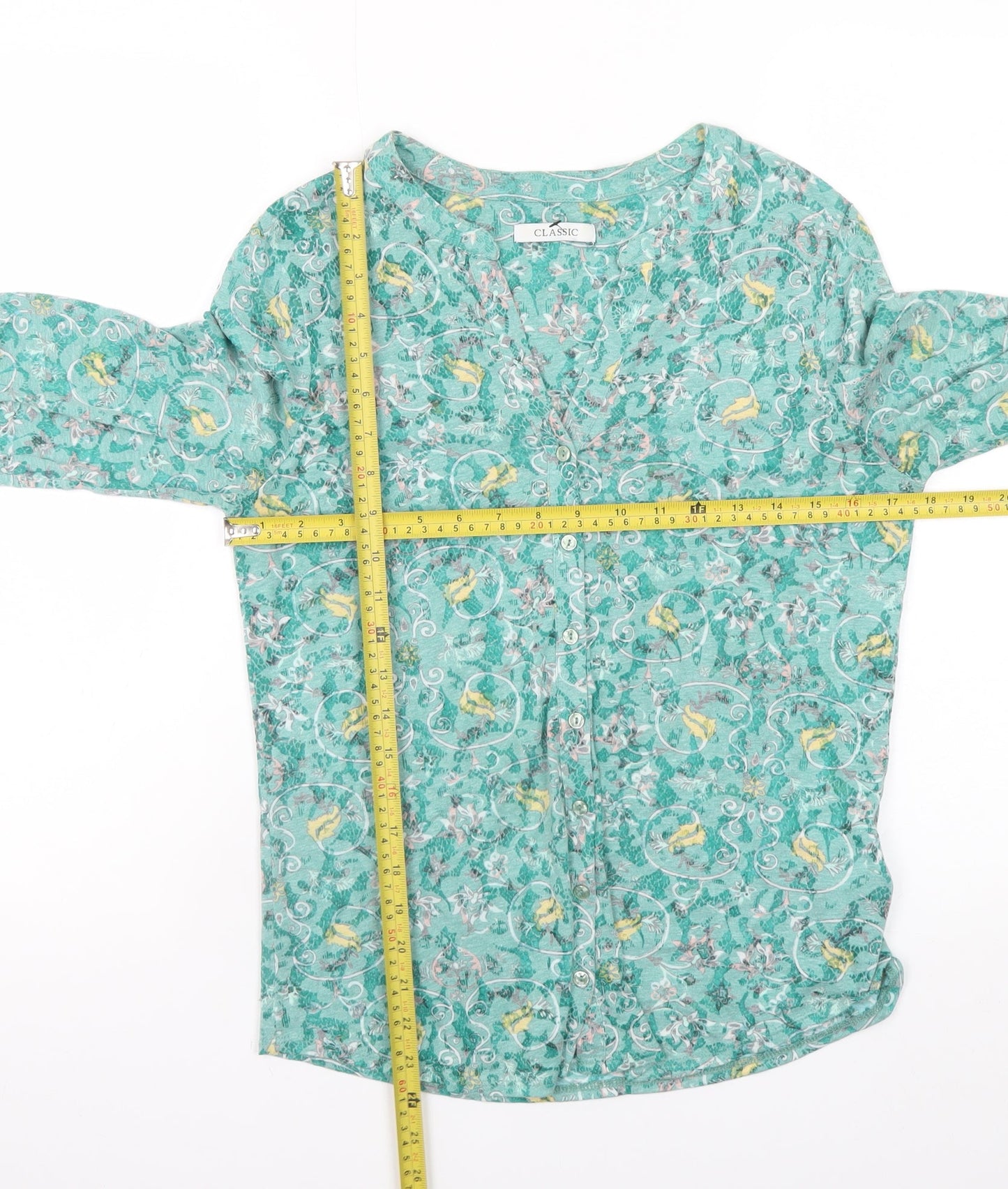 Marks and Spencer Women's Green Floral Button Blouse Size 10