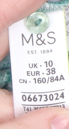Marks and Spencer Women's Green Floral Button Blouse Size 10