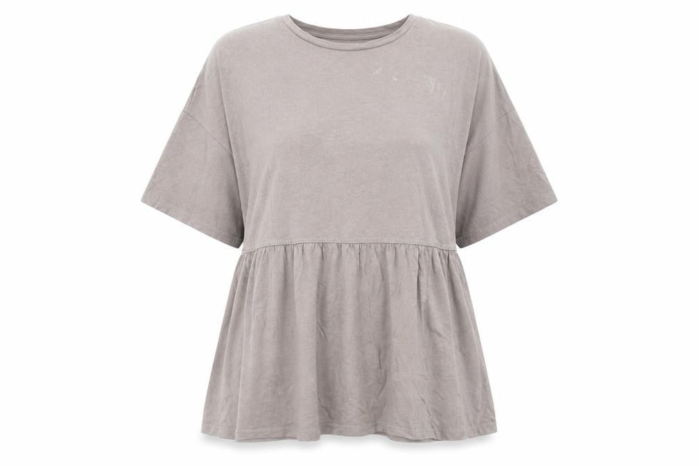 Zara Women Beige Relaxed Tunic T-Shirt Short Sleeve Cotton S