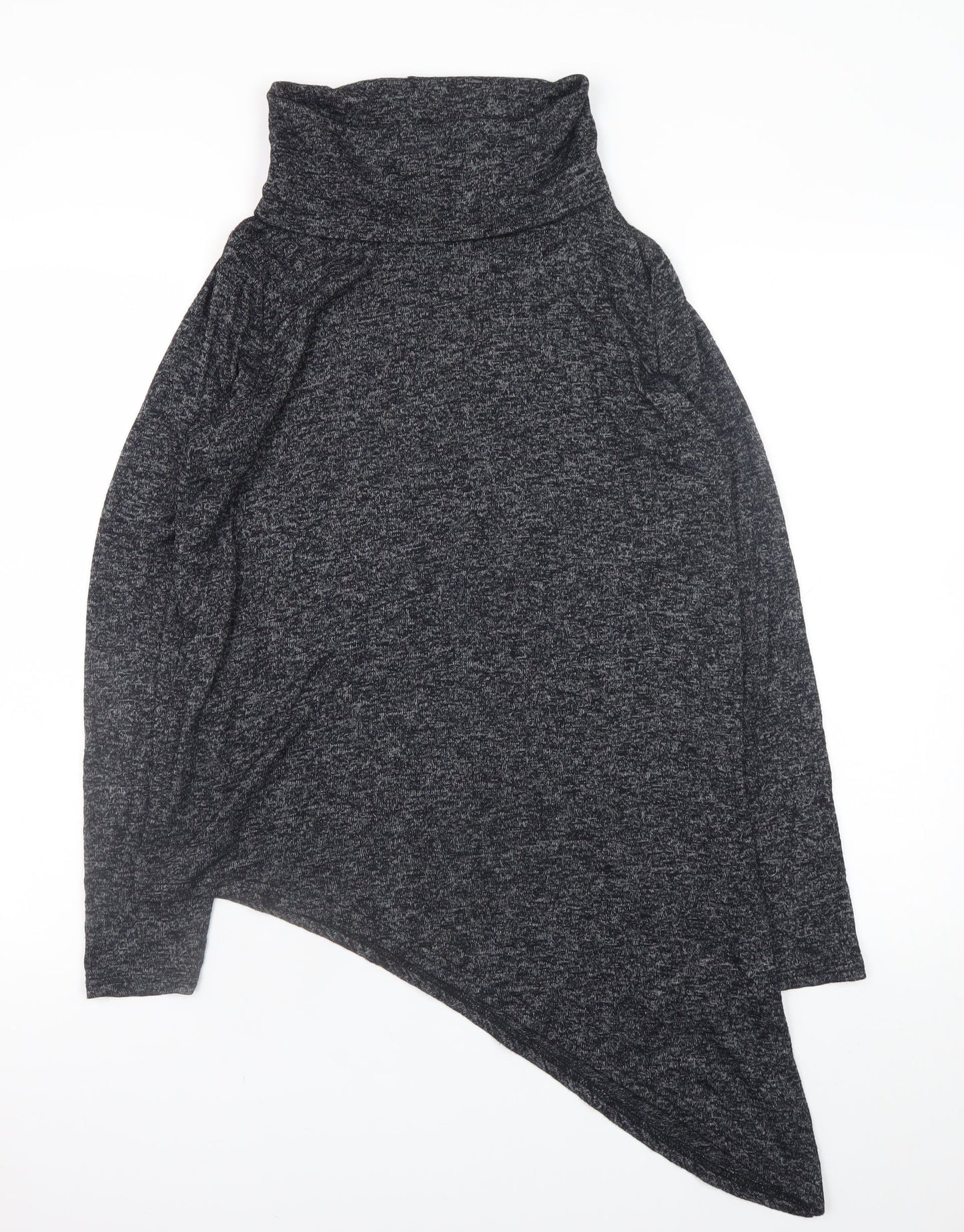 New Look Women’s Grey Roll Neck Asymmetrical Knit Jumper Size 12