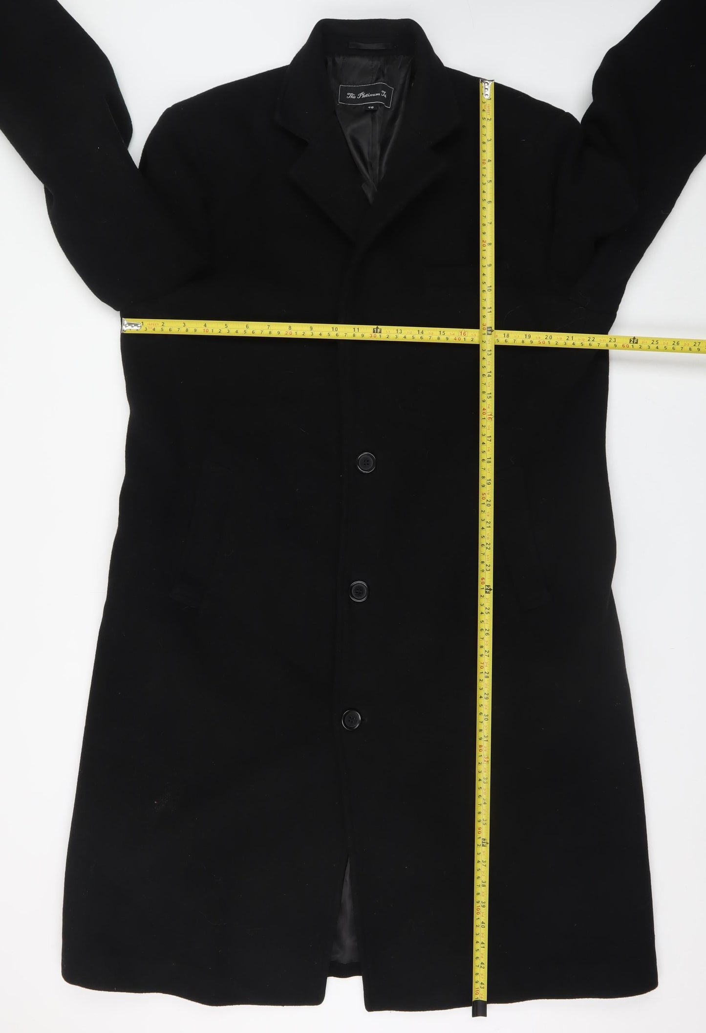 The Platinum Tailor Women's Black Wool Long Overcoat Size 18