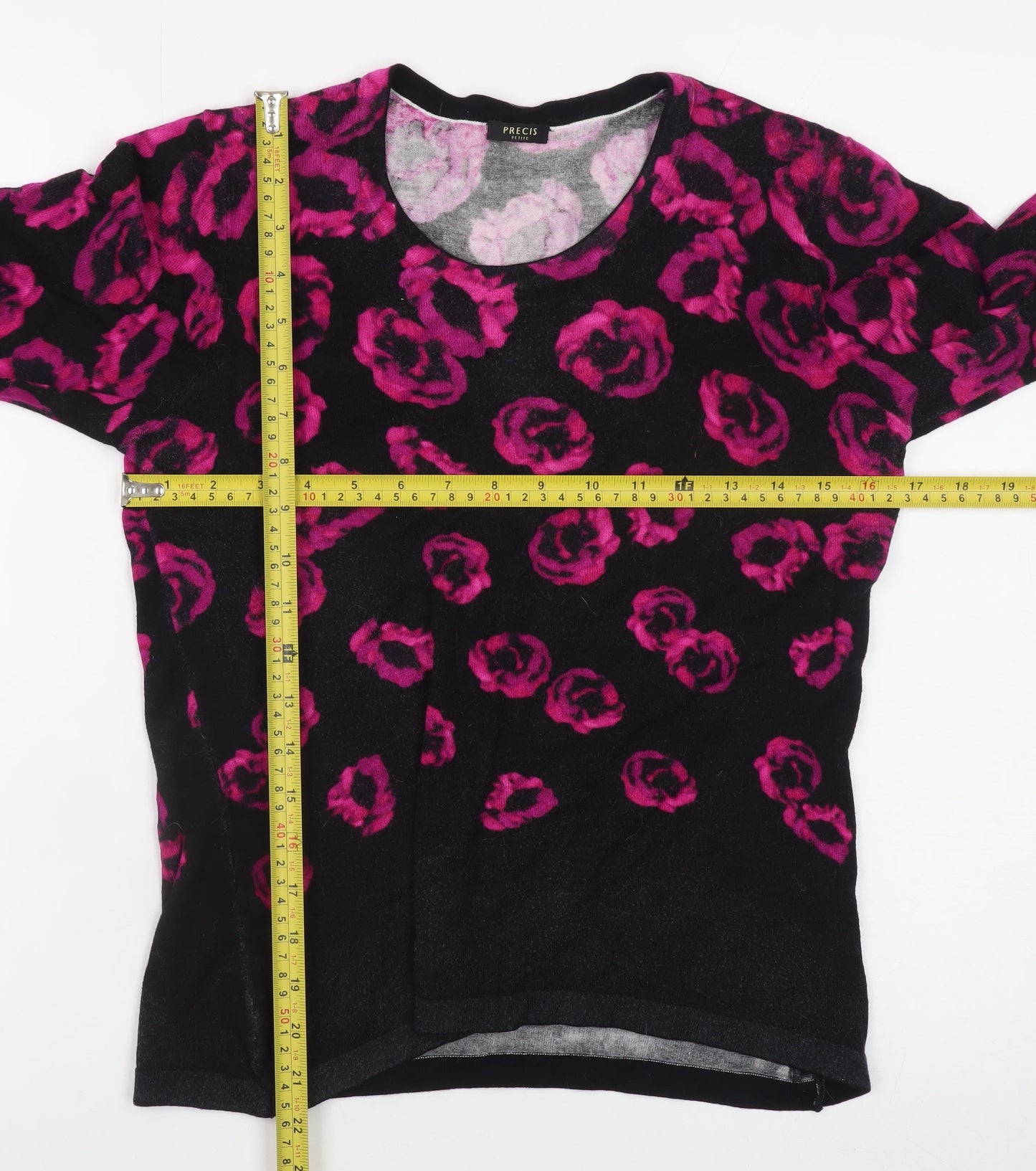 Precis Petite Womens Multicoloured Floral 3/4 Sleeve Viscose Blouse Size S