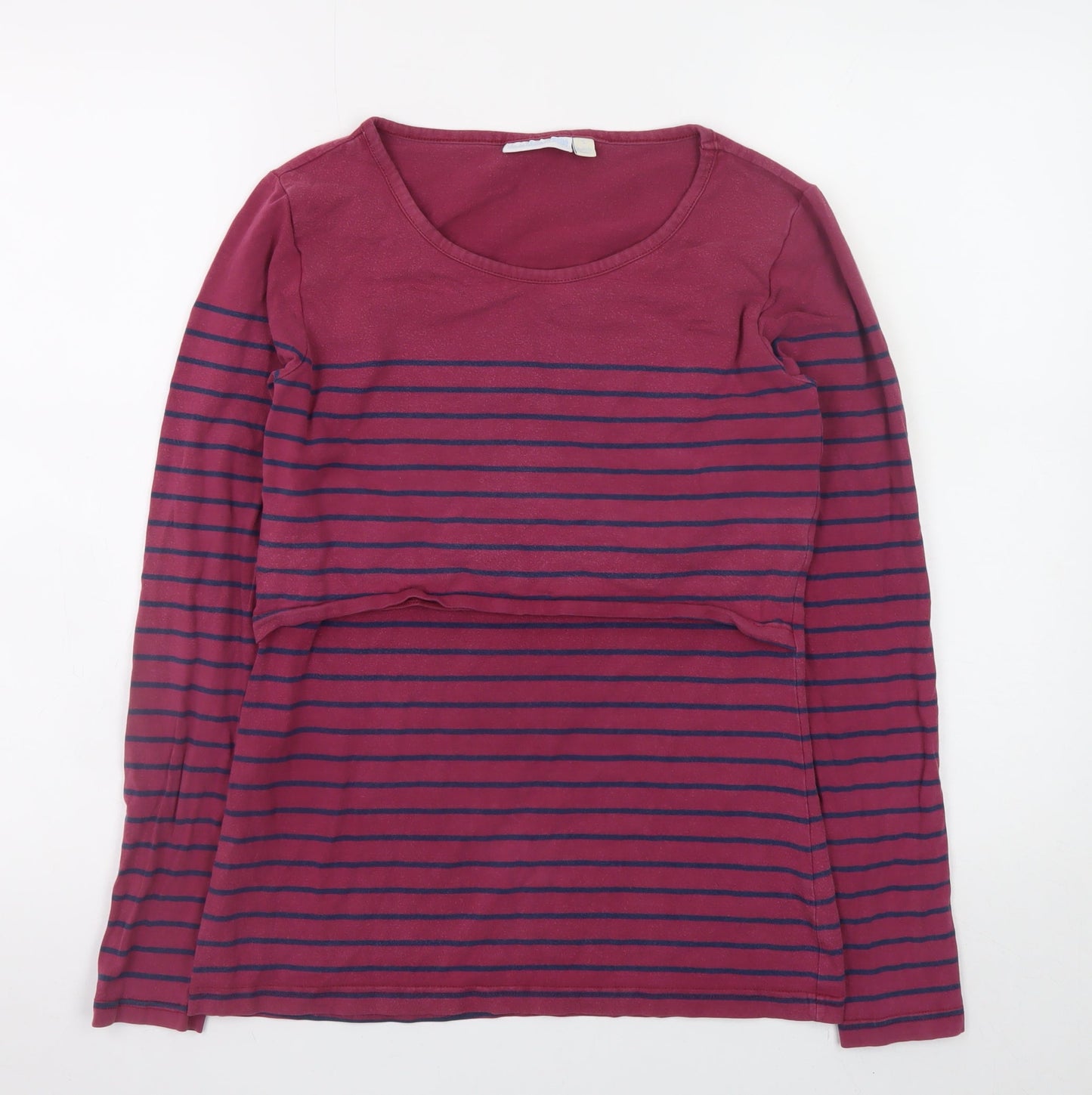 JoJo Maman Bébé Women's Pink Striped Long Sleeve Maternity T-Shirt Size S