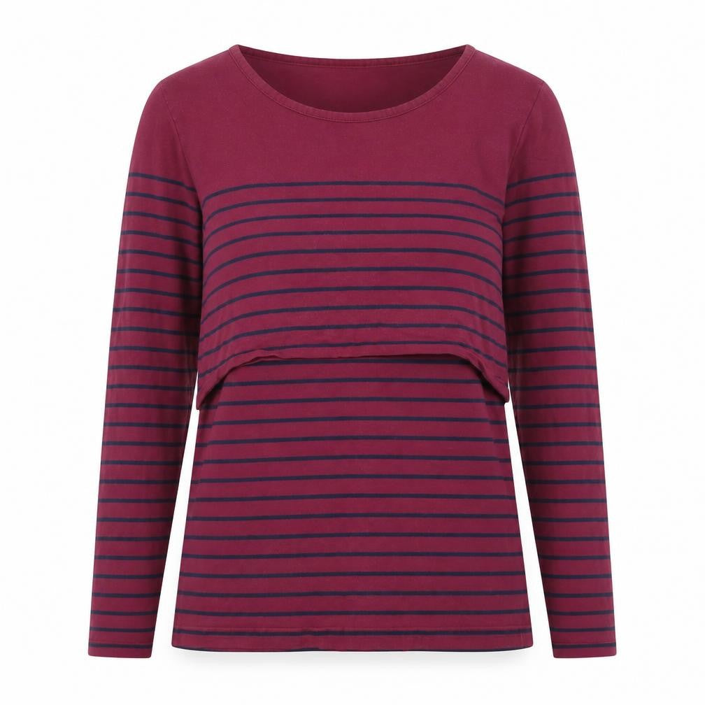 JoJo Maman Bébé Women's Pink Striped Long Sleeve Maternity T-Shirt Size S