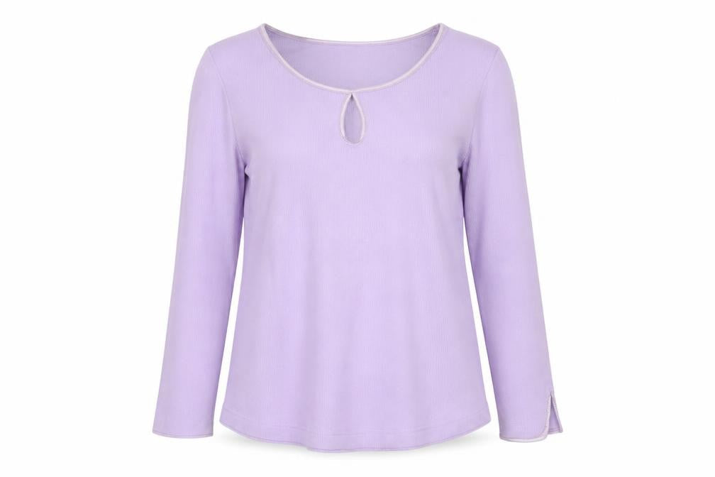 Ambrielle Women’s Purple Long Sleeve Cotton Blend Jersey Blouse M