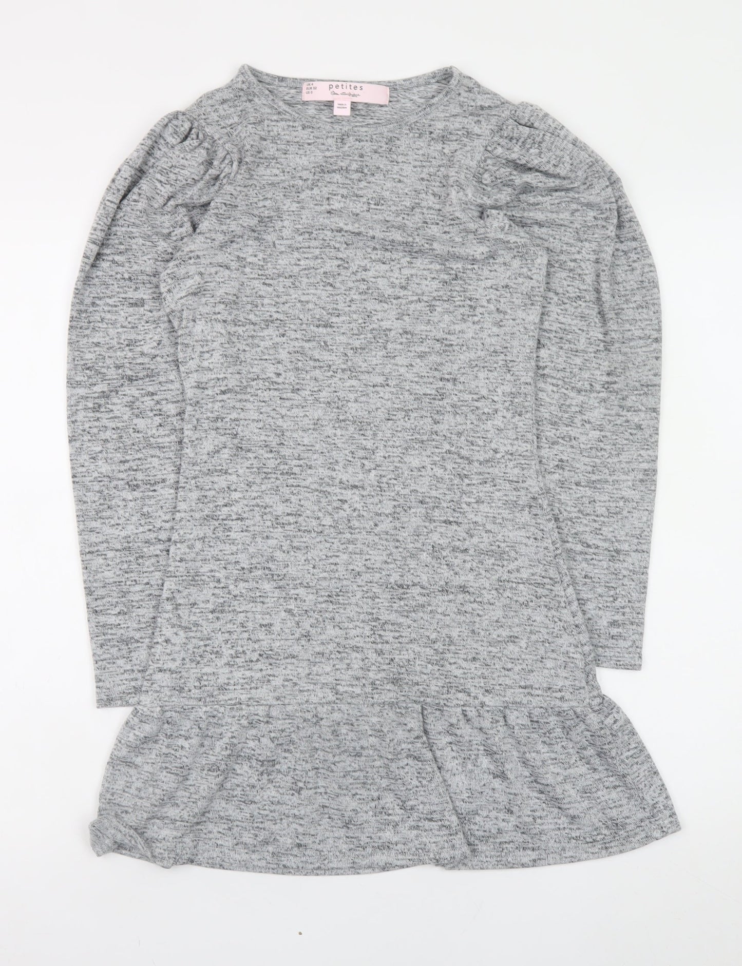 Miss Selfridge Petites Grey Bodycon Ruffle Knit Dress UK 4