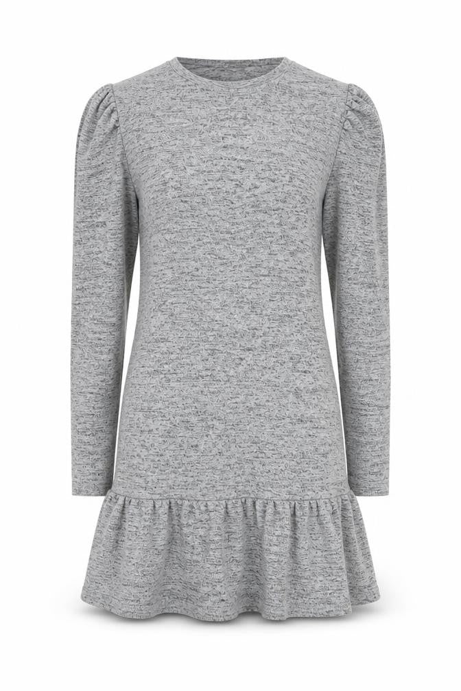 Miss Selfridge Petites Grey Bodycon Ruffle Knit Dress UK 4