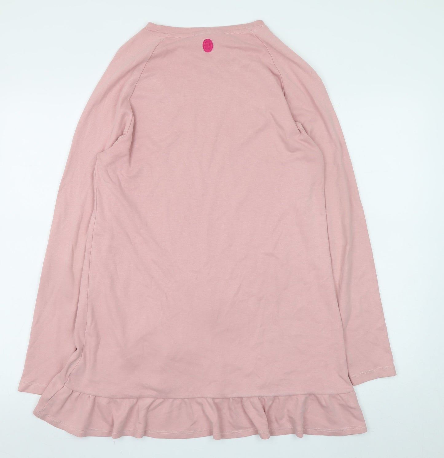 Trussardi Junior Girls Pink Cotton Rhinestone Logo Long Sleeve T-Shirt Dress 16 Years