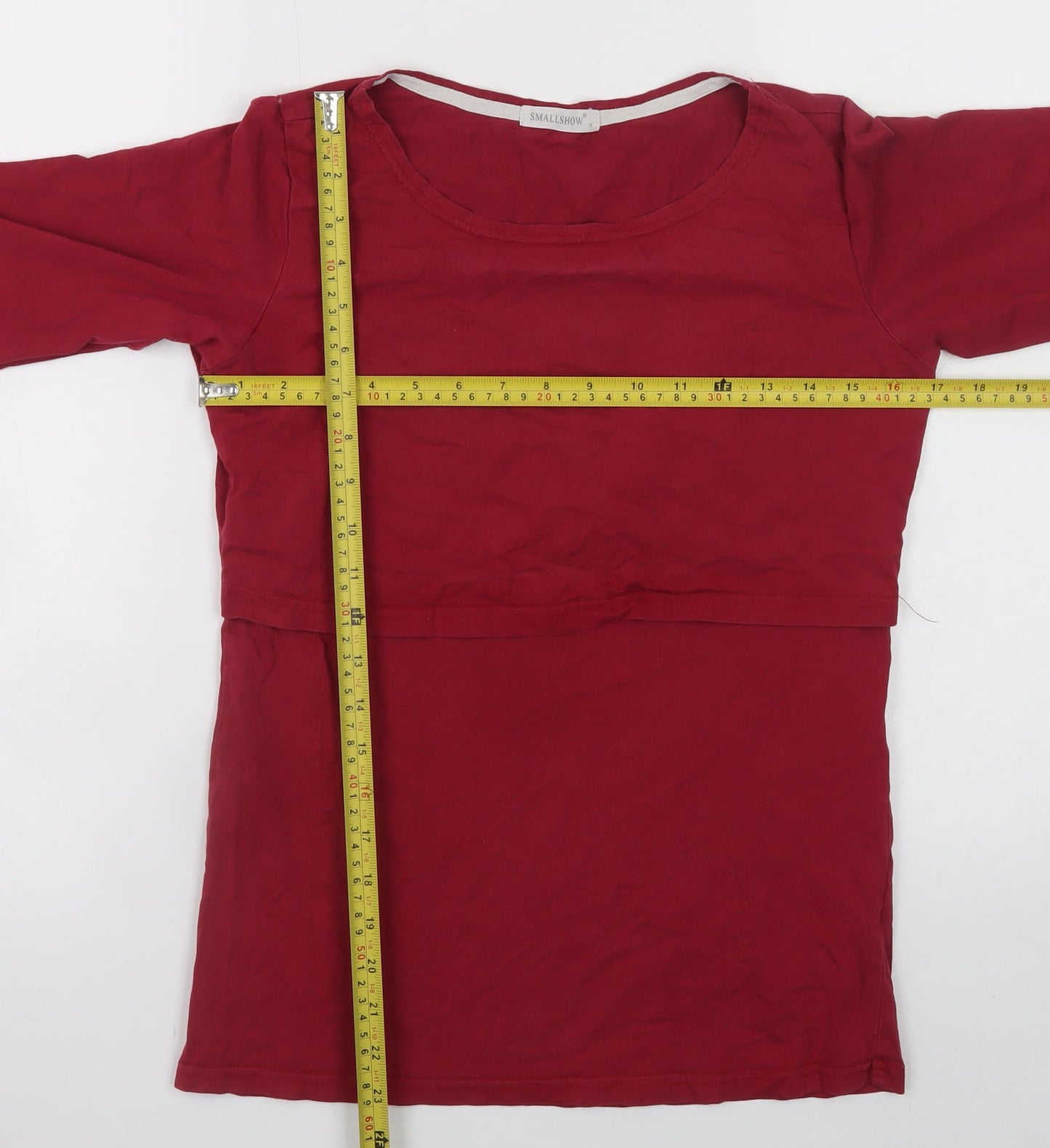 SMALLSHOW Women's Red Long Sleeve Nursing T-Shirt Size S