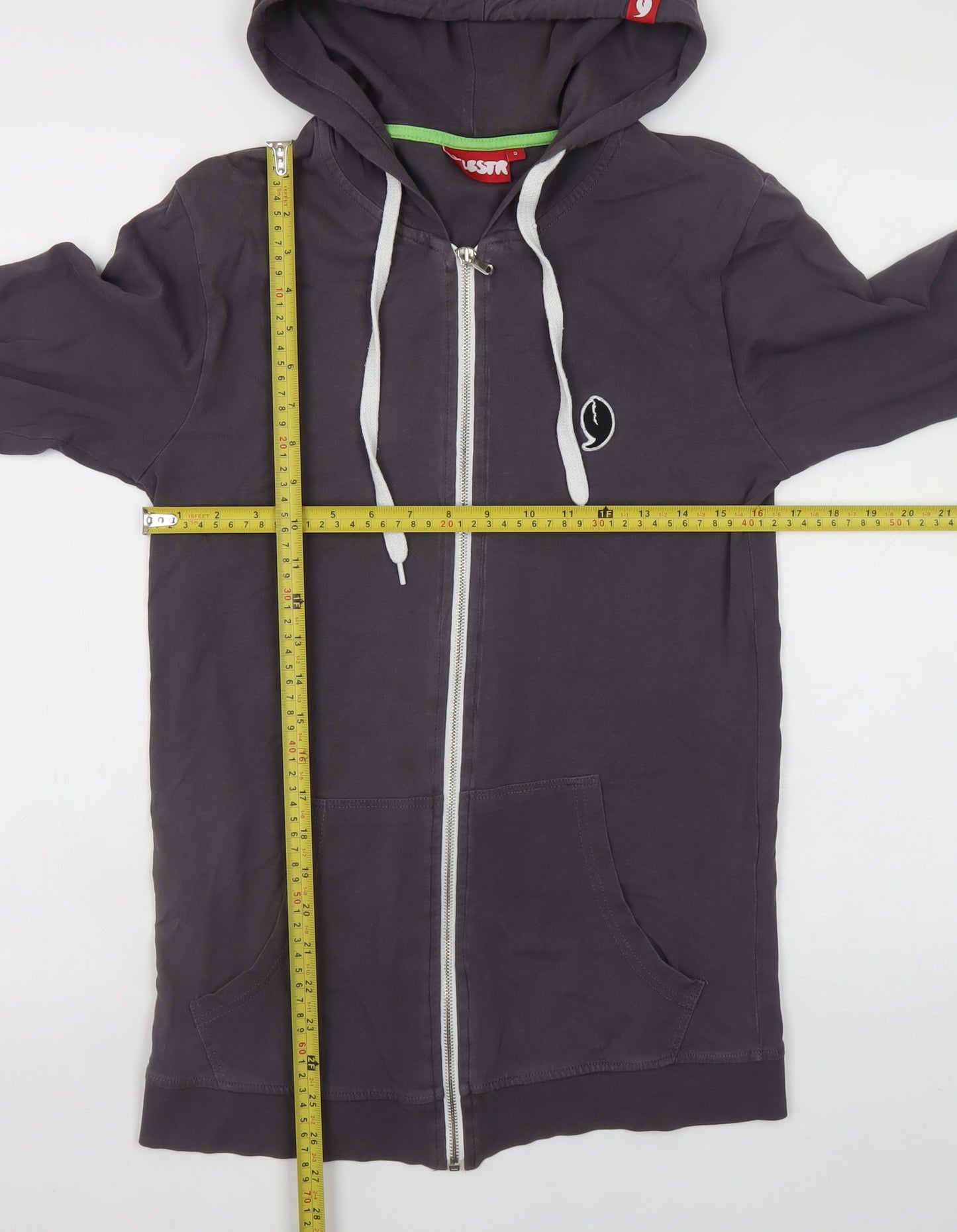 9LESTR Men's Grey Full Zip Hoodie Size S Regular Fit Cotton