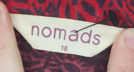 Nomads Womens Red Floral Cotton Shirt Dress Size 10