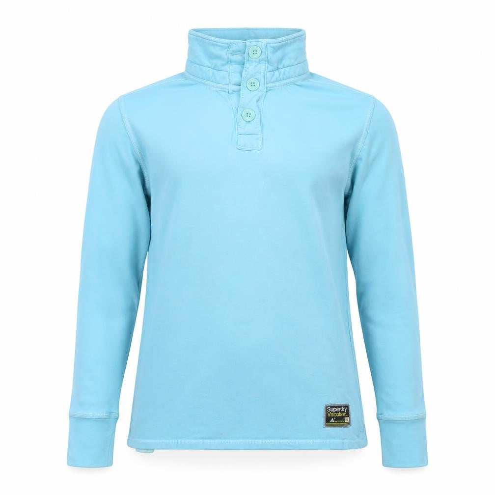 Superdry Men’s Blue Henley Sweatshirt Small High Neck Cotton