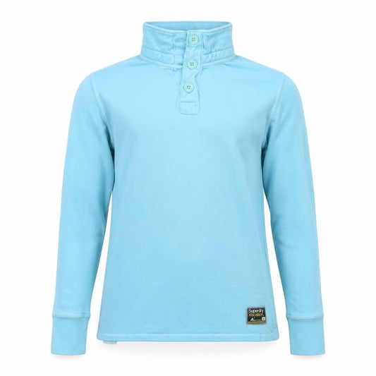 Superdry Men’s Blue Henley Sweatshirt Small High Neck Cotton