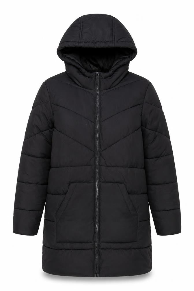 Noisy May Women's Black Long Hooded Puffer Coat Size M