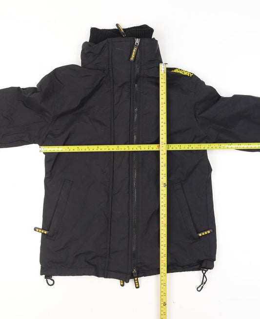 Superdry Women Black Medium Bomber Jacket Windproof Zip Lined