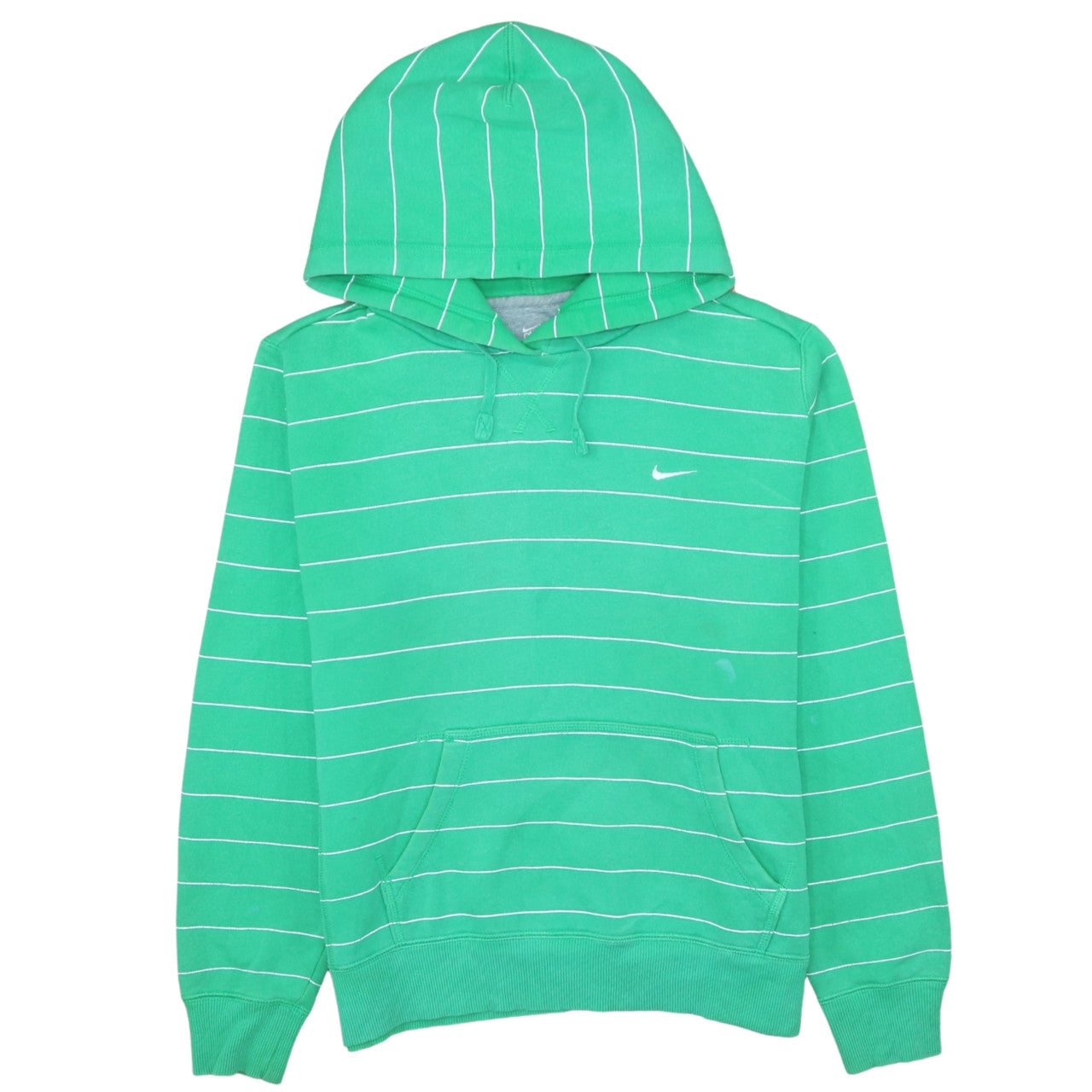Nike Boys Green Striped Pullover Hoodie L 14 Years Hooded Sweatshirt
