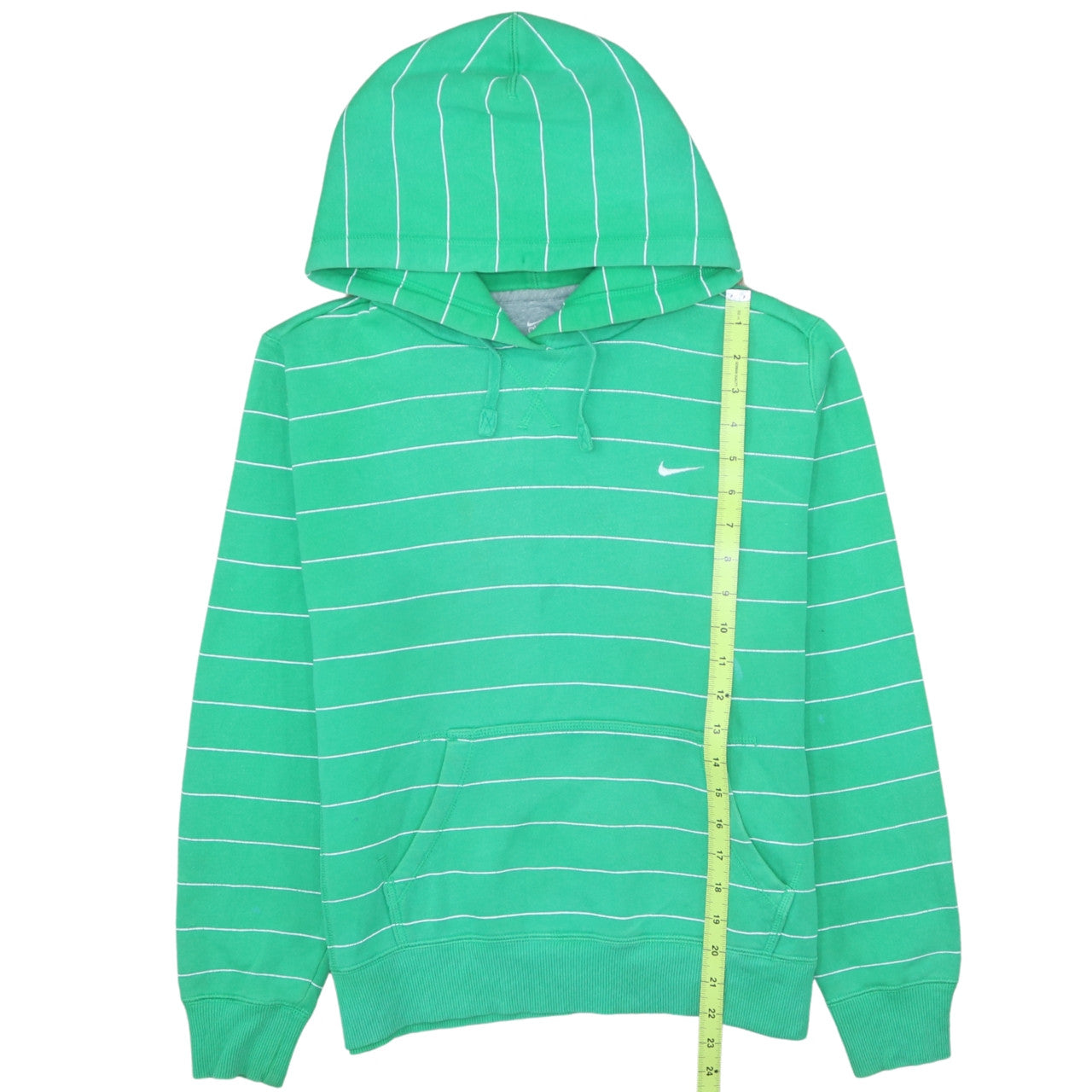 Nike Boys Green Striped Pullover Hoodie L 14 Years Hooded Sweatshirt
