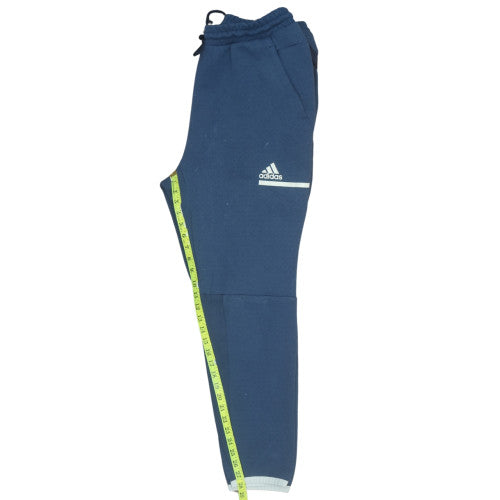 Adidas Men Blue L Jogger Activewear Tapered Fleece Trousers