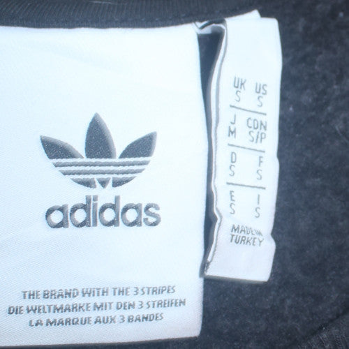 Adidas Mens Black Grey Crew Neck Logo Pullover Sweatshirt S