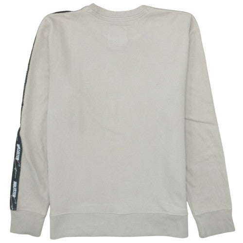 Hollister Men's Beige Crew Neck Logo Trim Pullover Sweatshirt M