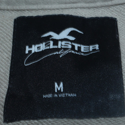 Hollister Men's Beige Crew Neck Logo Trim Pullover Sweatshirt M