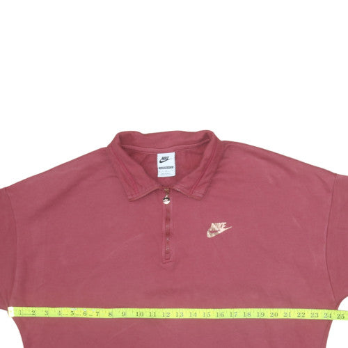 Nike Women’s Burgundy 1/4 Zip Oversized Sweatshirt M Cotton Blend