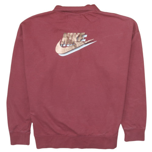 Nike Women’s Burgundy 1/4 Zip Oversized Sweatshirt M Cotton Blend