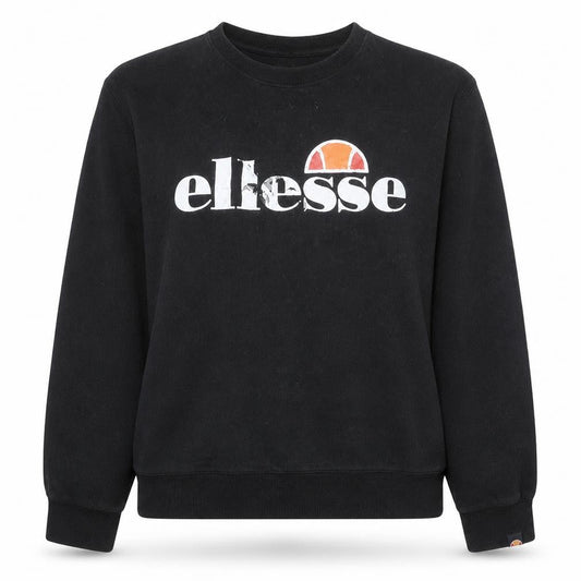 Ellesse Womens Black Crew Neck Pullover Sweatshirt UK 14 Cotton Blend